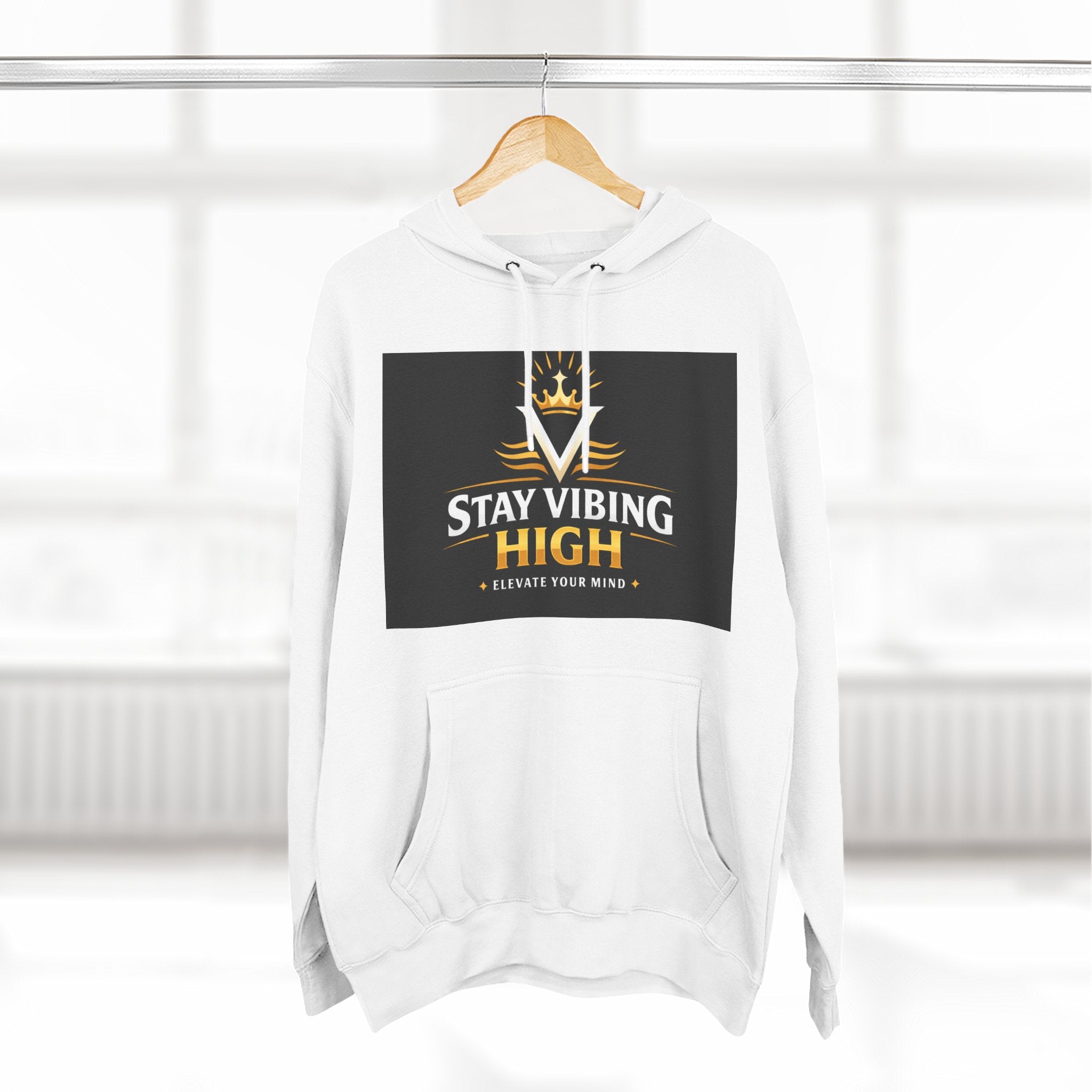 Stay Vibing High Hoodie — Inspirational Crown Graphic Pullover