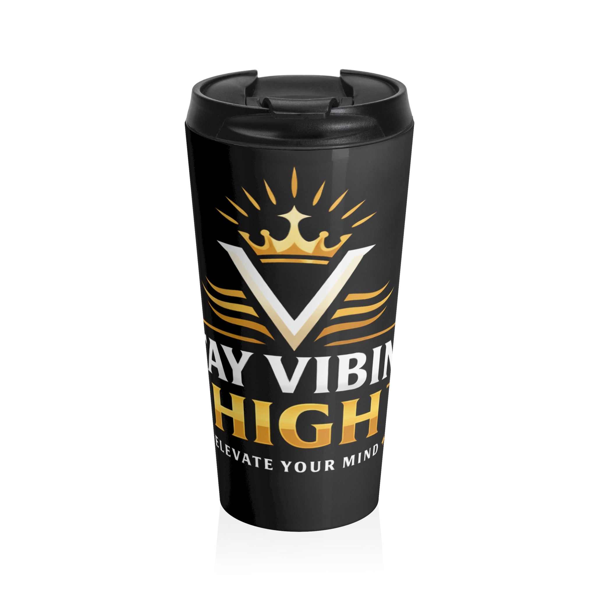 Stainless Steel Travel Mug — "Stay Vibin' High" Insulated Coffee Tumbler