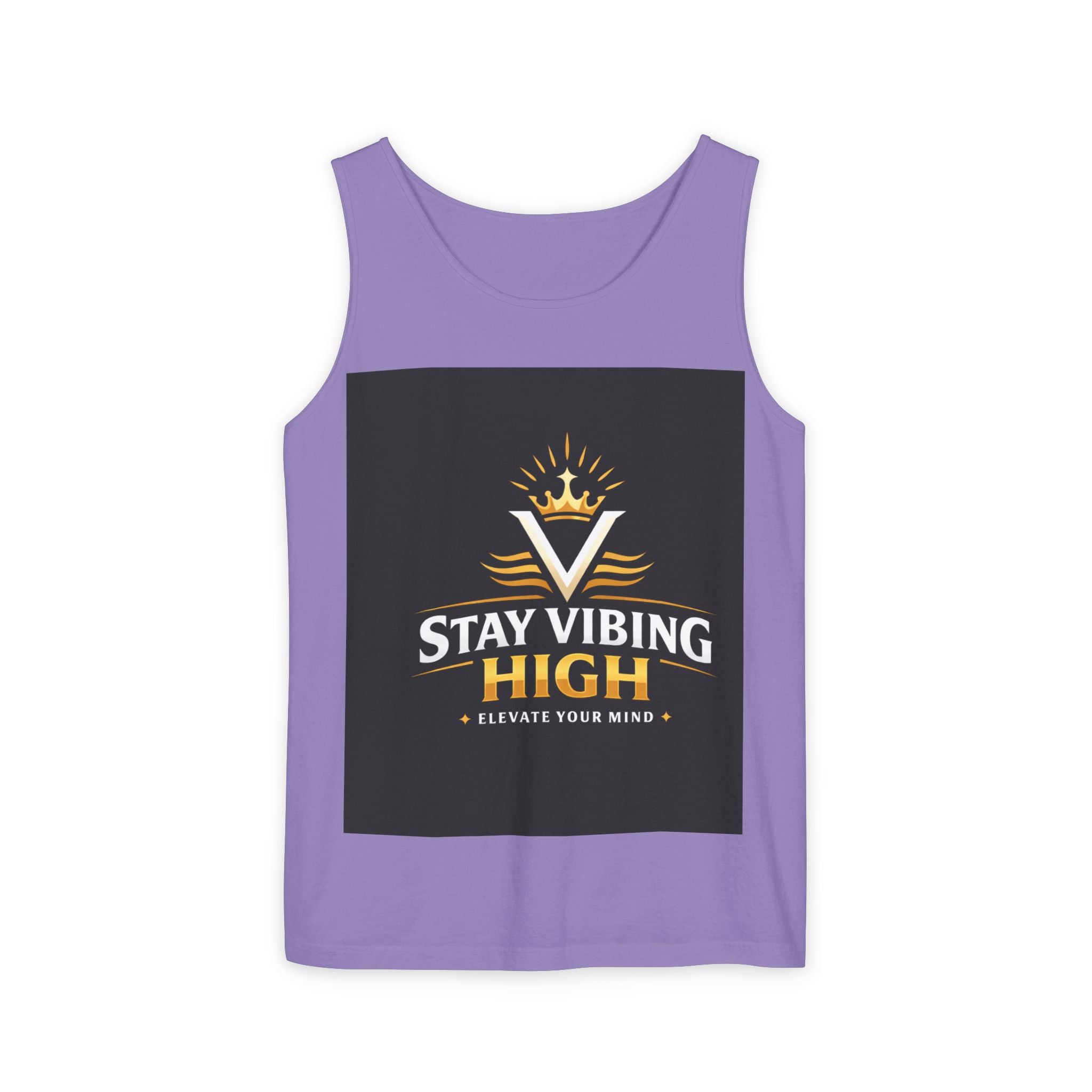Stay Vibing High Tank Top — Motivational Crown Graphic Muscle Tee