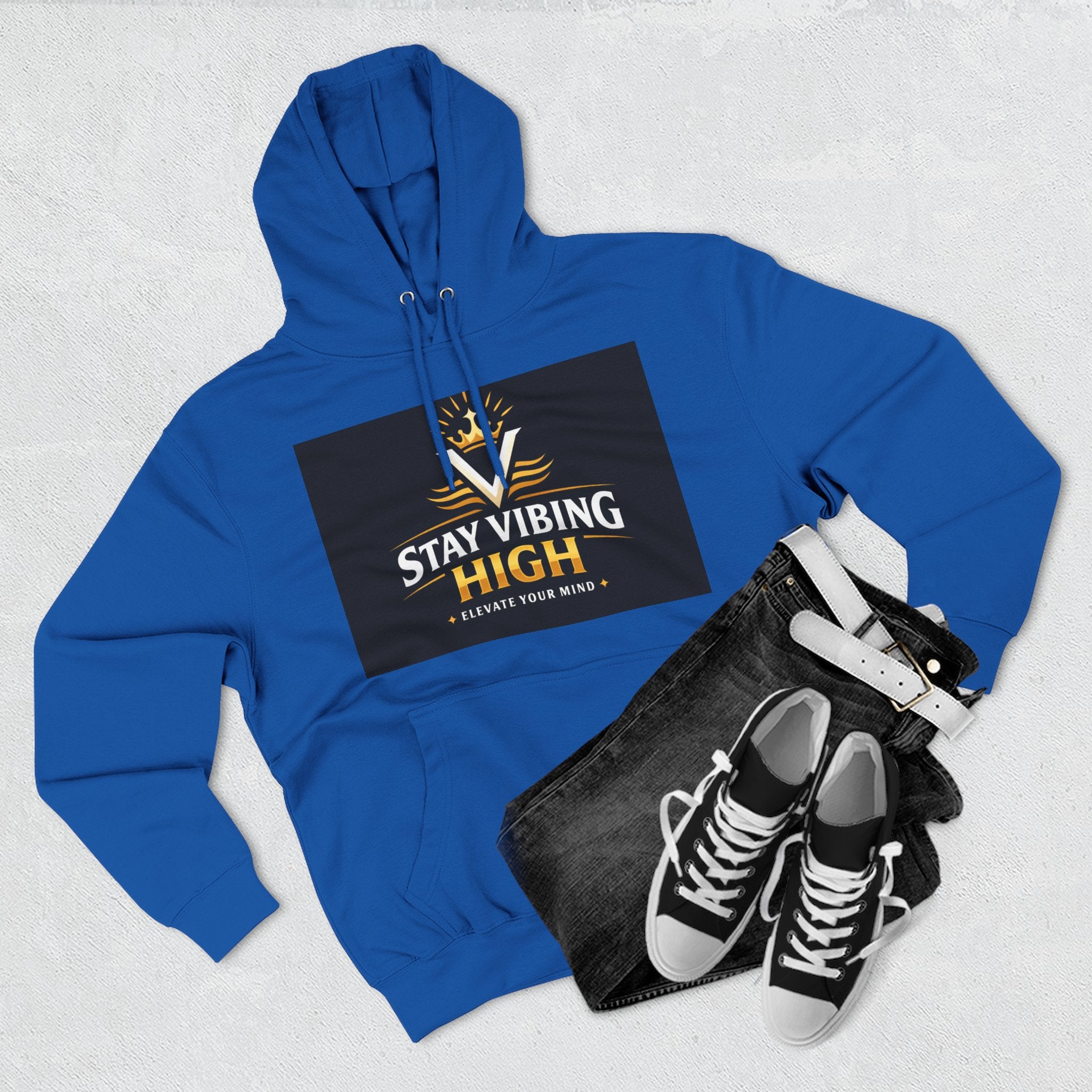 Stay Vibing High Hoodie — Inspirational Crown Graphic Pullover