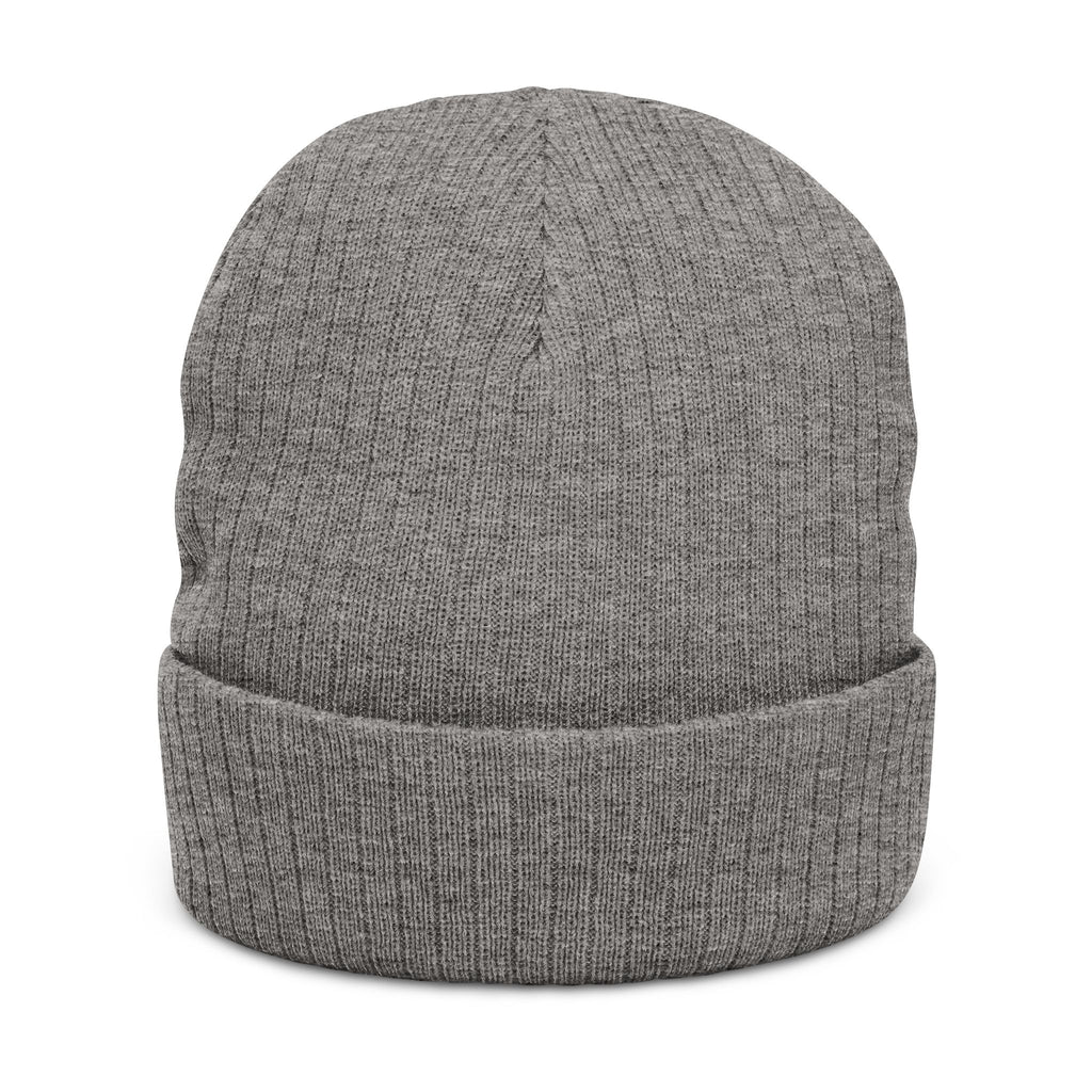 Embroidered ‘Stay Winning’ Ribbed Beanie – Black Knit Cuffed Hat