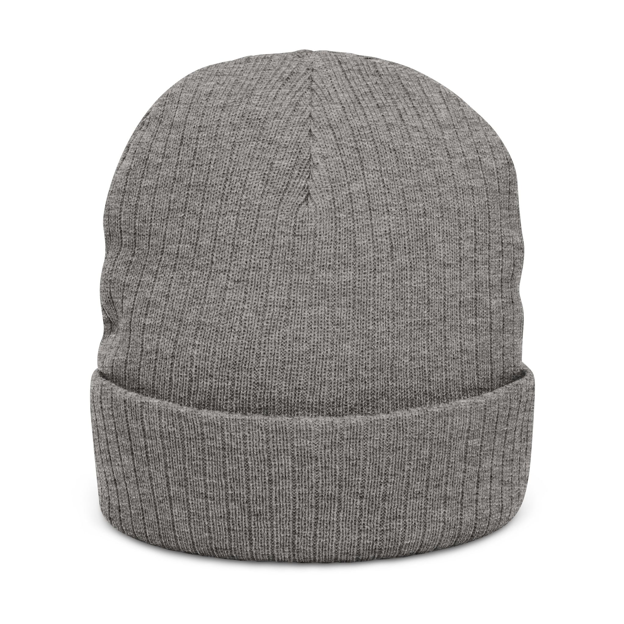 Embroidered ‘Stay Winning’ Ribbed Beanie – Black Knit Cuffed Hat