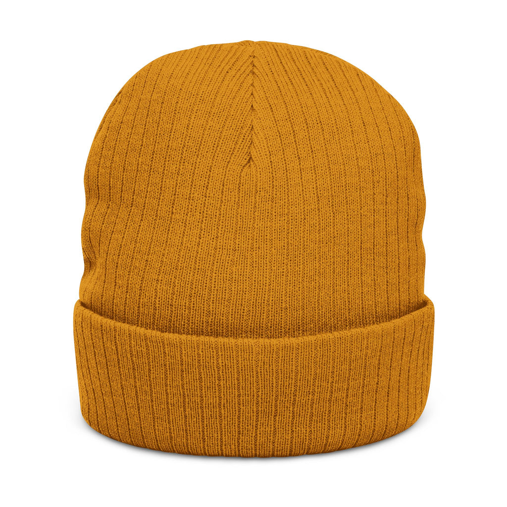 Embroidered ‘Stay Winning’ Ribbed Beanie – Black Knit Cuffed Hat
