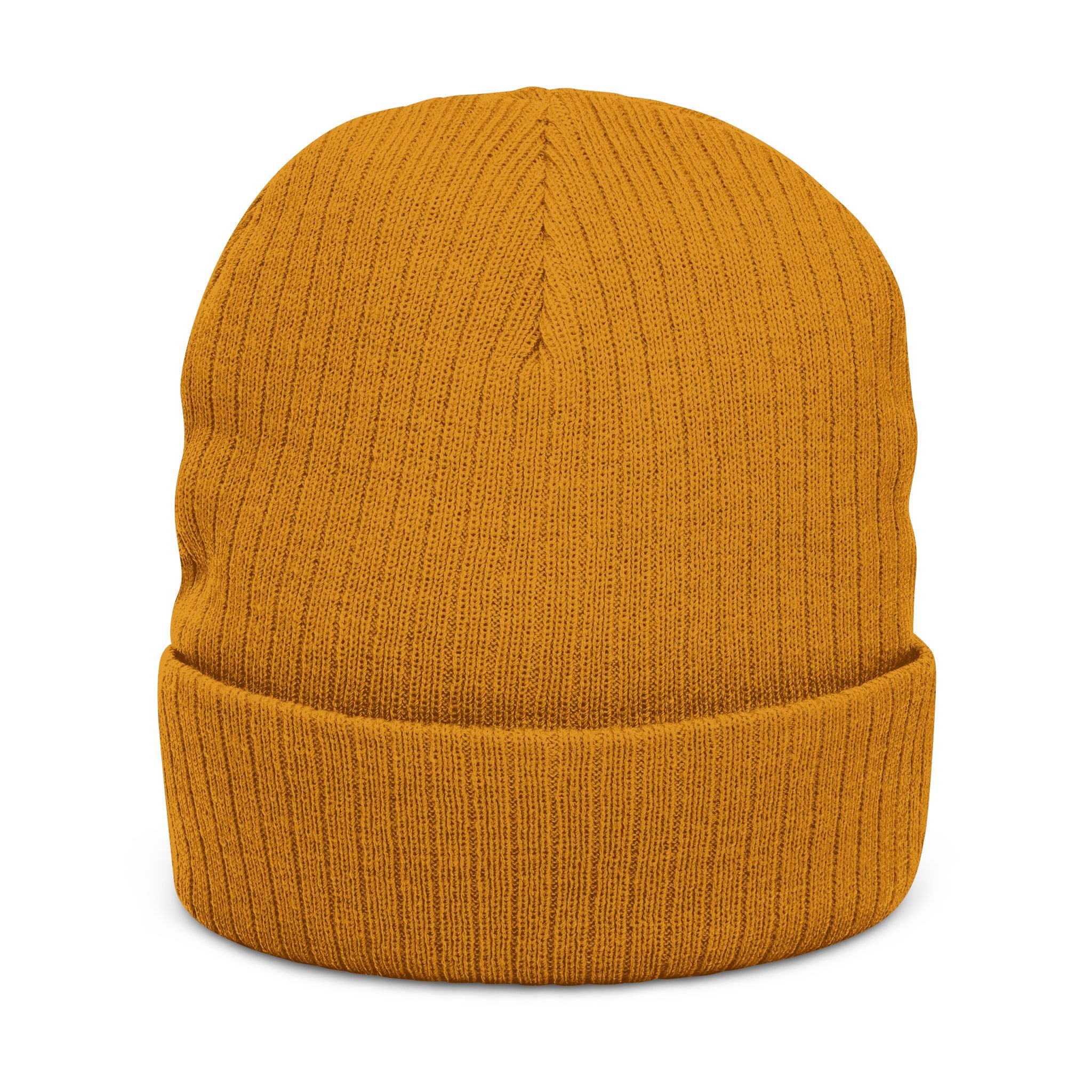 Embroidered ‘Stay Winning’ Ribbed Beanie – Black Knit Cuffed Hat