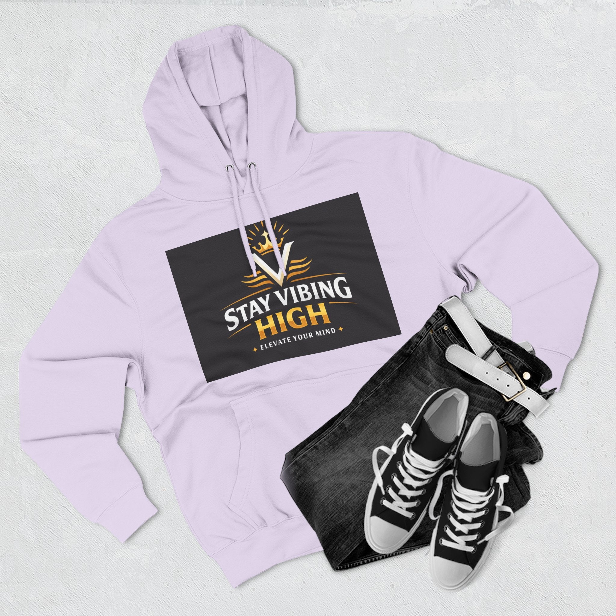 Stay Vibing High Hoodie — Inspirational Crown Graphic Pullover