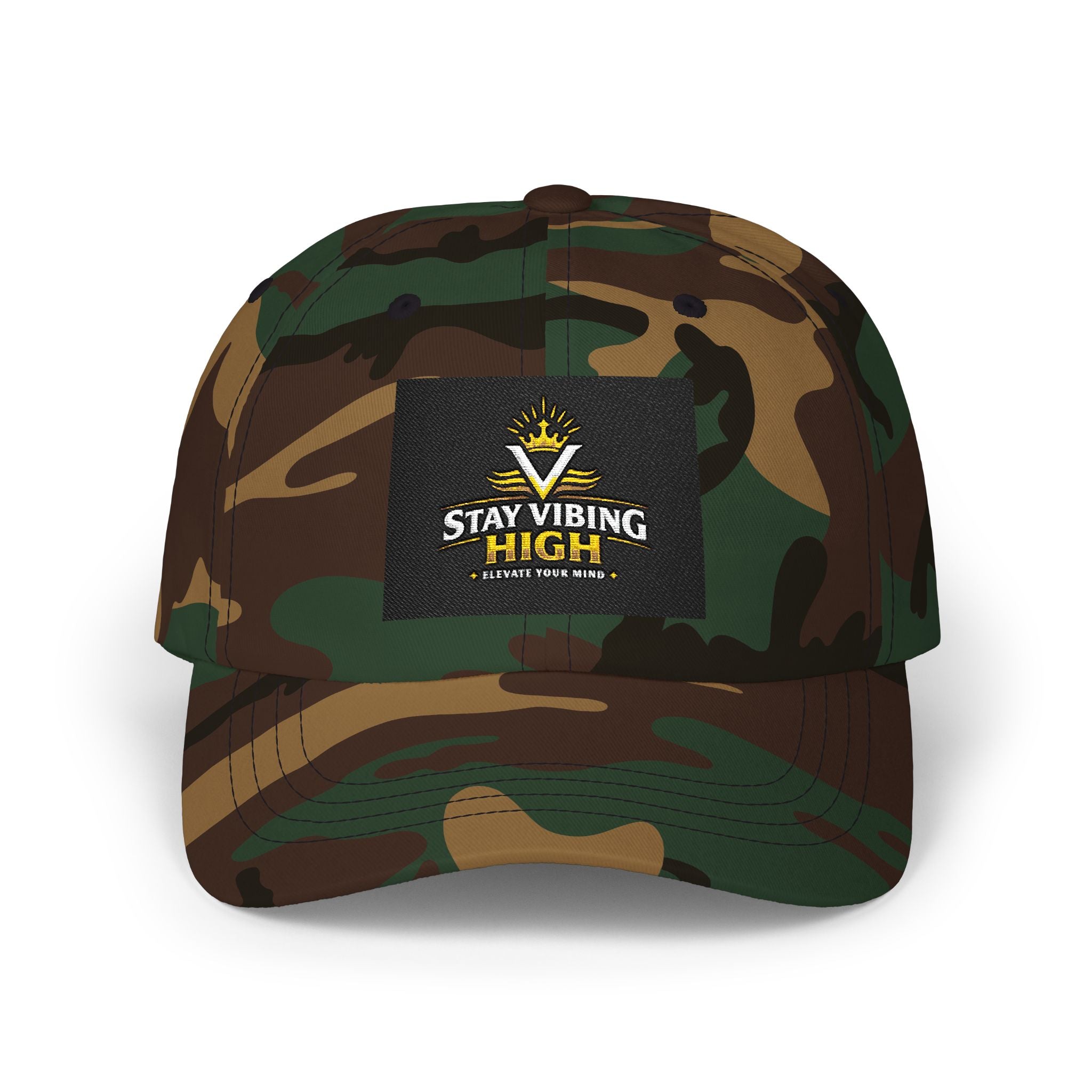 Stay Vibing High Dad Cap — Embroidered Retro Sunrise Hat