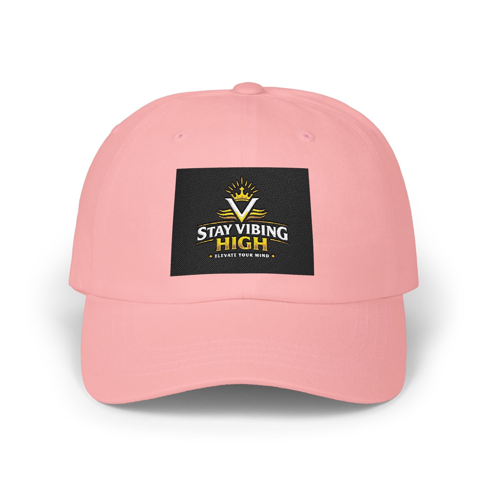 Stay Vibing High Dad Cap — Embroidered Retro Sunrise Hat