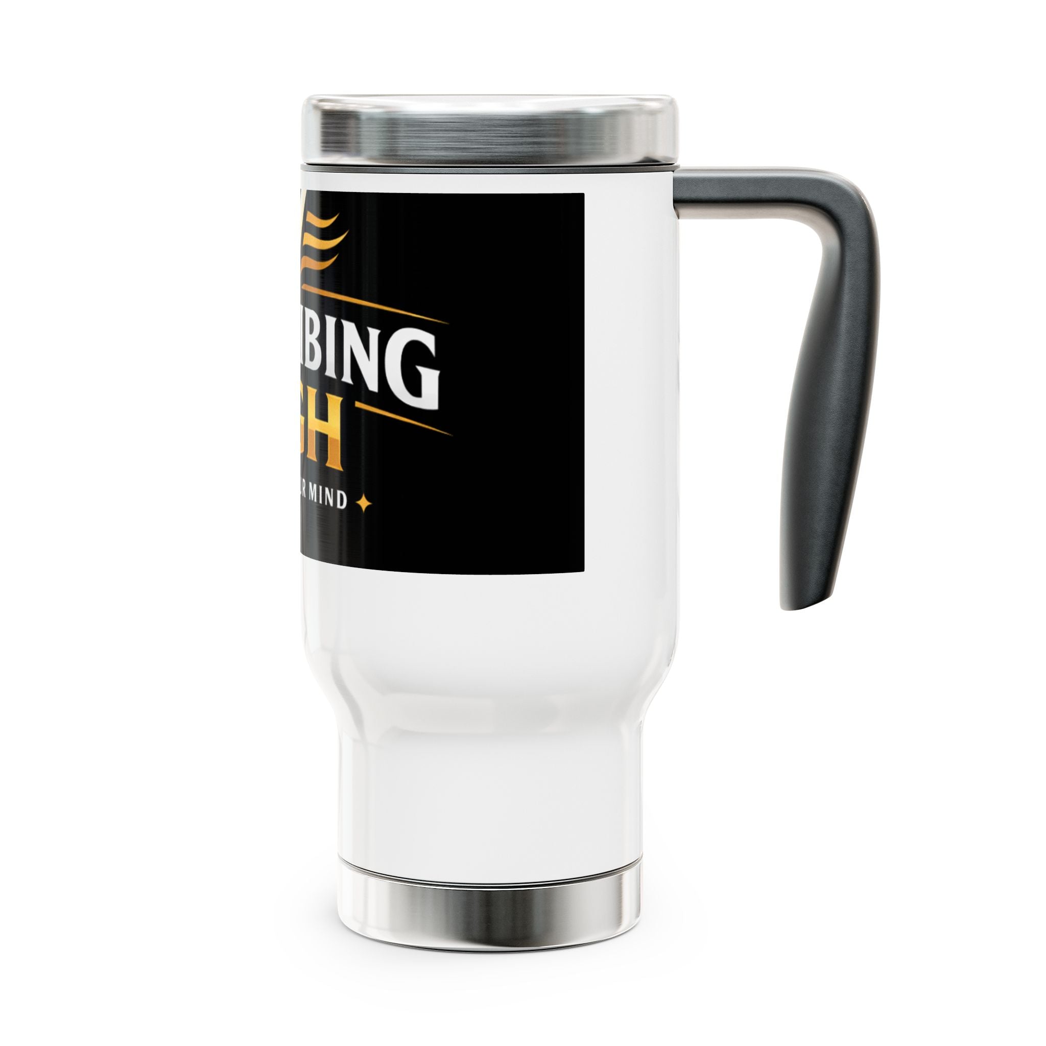 Stay Vibing High Travel Mug — 14oz Stainless Steel Handle Tumbler (Elevate Your Mind)
