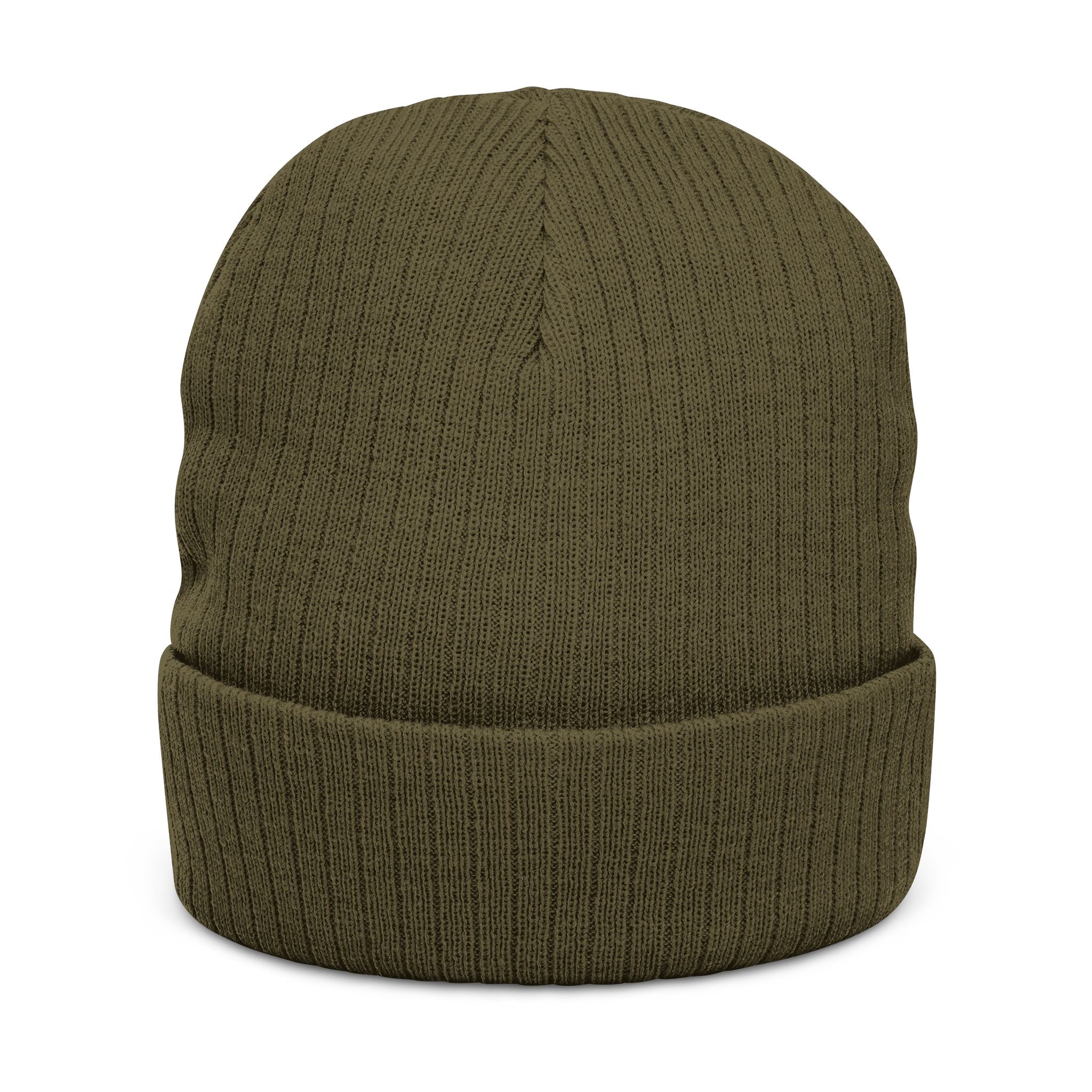 Embroidered ‘Stay Winning’ Ribbed Beanie – Black Knit Cuffed Hat