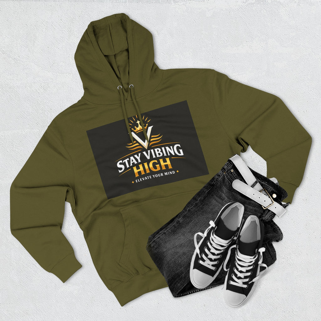Stay Vibing High Hoodie — Inspirational Crown Graphic Pullover