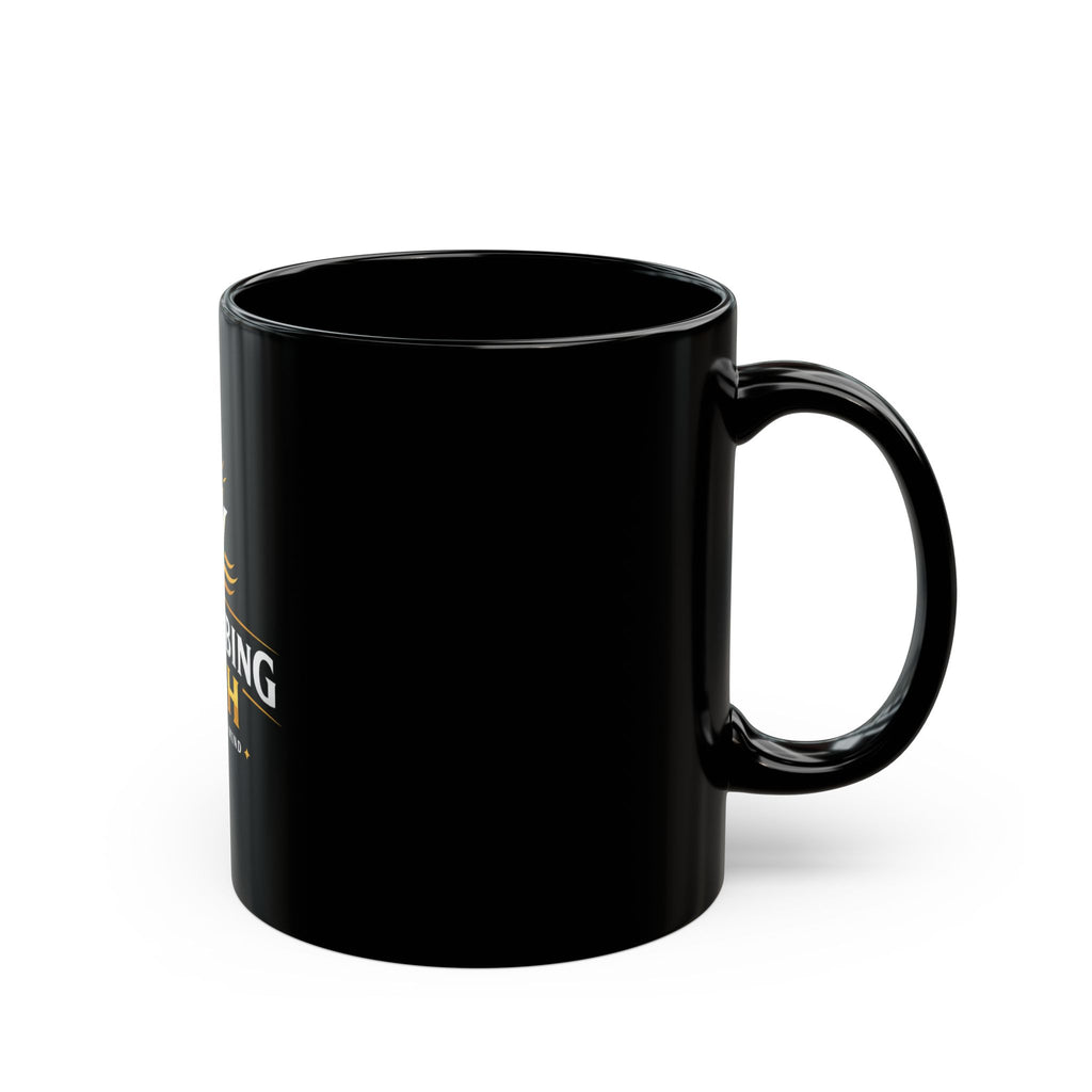 Stay Vibing High Mug — Black Ceramic Coffee Cup, “Stay Vibing High • Elevate Your Mind” Inspirational Gift