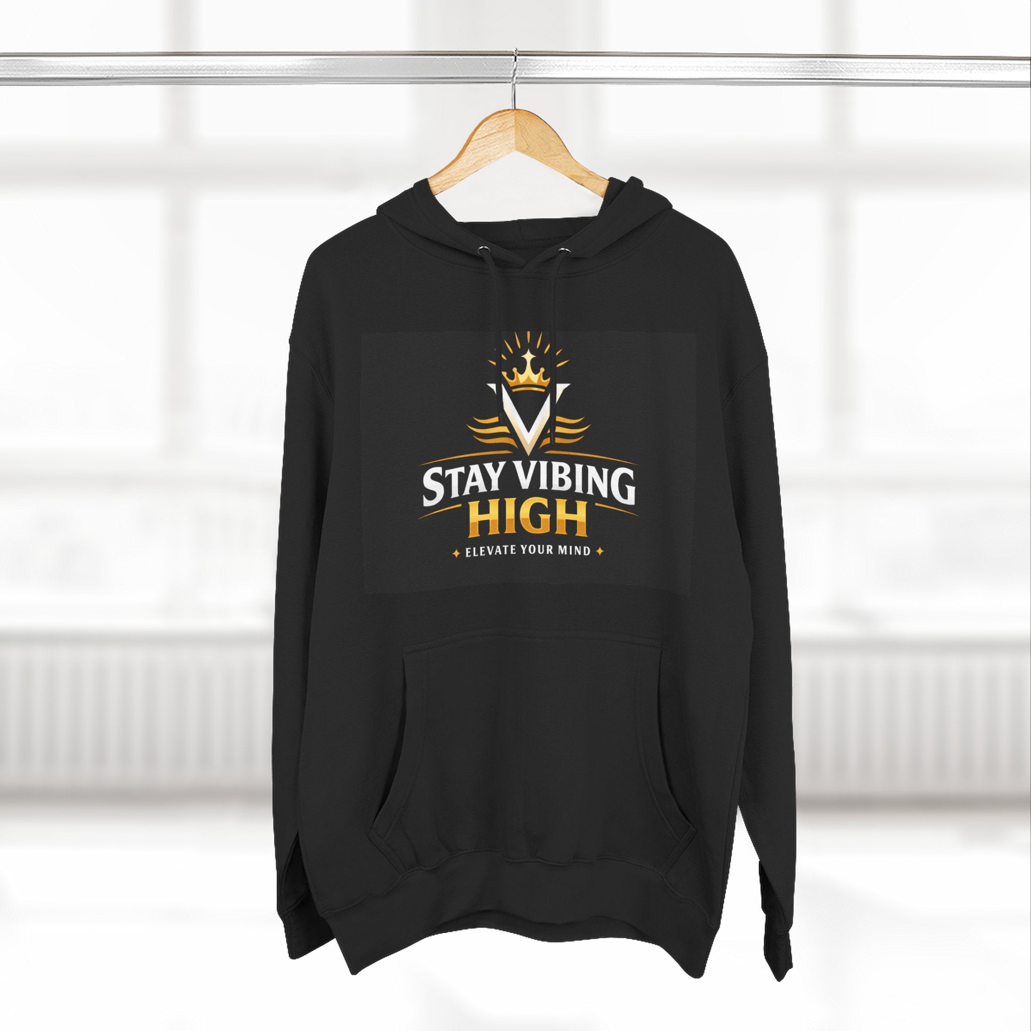 Stay Vibing High Hoodie — Inspirational Crown Graphic Pullover