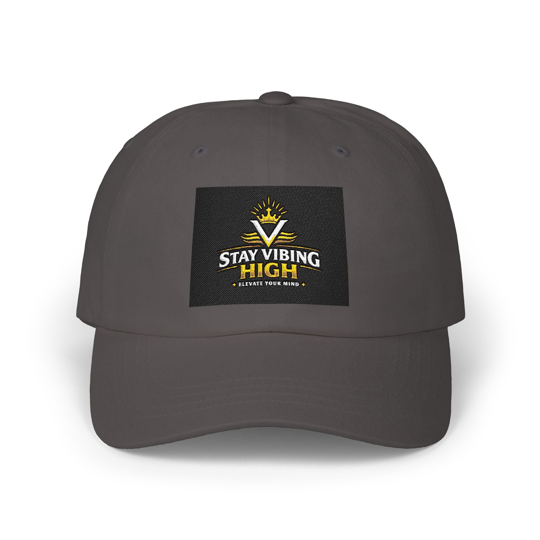 Stay Vibing High Dad Cap — Embroidered Retro Sunrise Hat