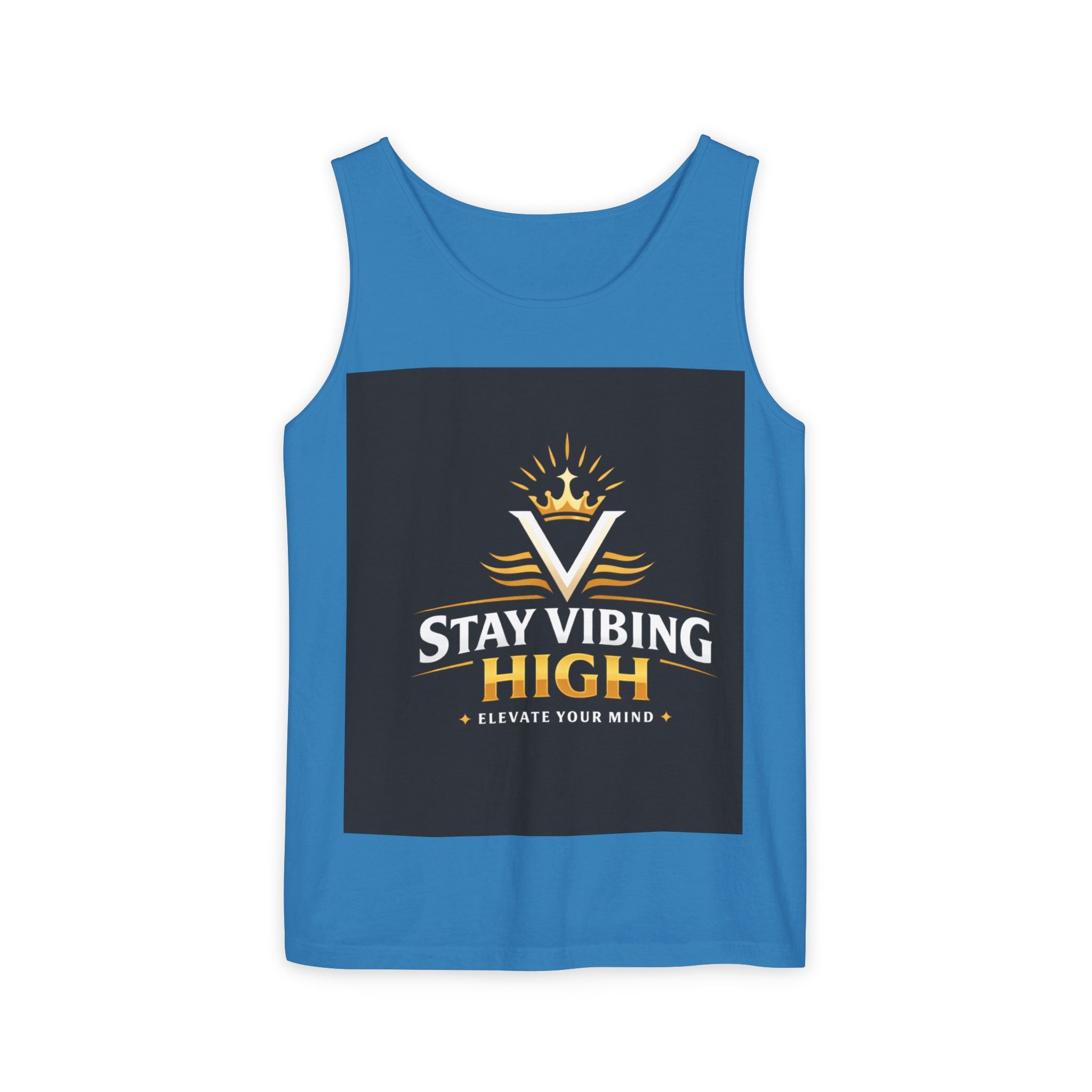 Stay Vibing High Tank Top — Motivational Crown Graphic Muscle Tee